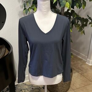 Athleta Women's Long Sleeve V-Neck Top - Dark Gray